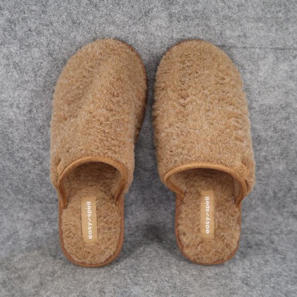 Easy Spirit Shoes Womens 9/10 Slippers Mule Slip On Faux Fur Comfort Casual Tan - Picture 5 of 11